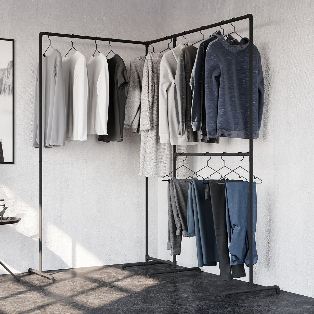 Konfektionsständer Ecke, schwarz Konfektionsständer Ecke, schwarz