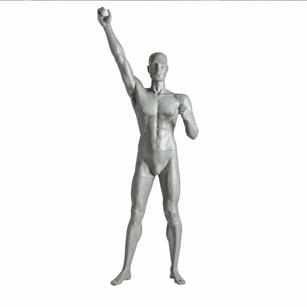 Sport Schaufensterpuppe Herren – Jubel-Pose mit erhobenen Arm