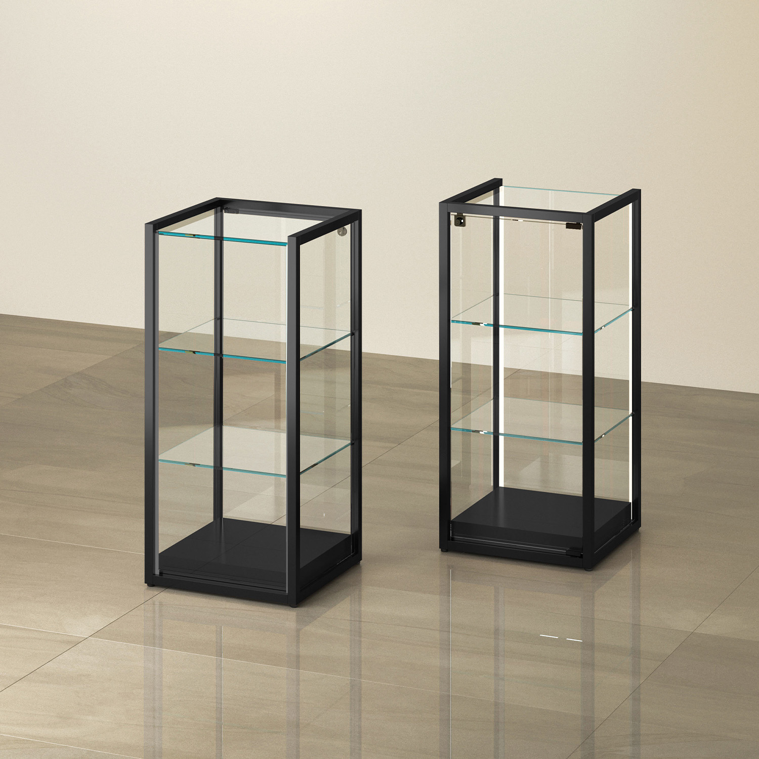 Standvitrine schmal mit Beleuchtung
